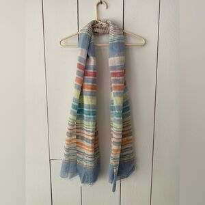 Pistil Shawl Scarf Striped Pastel Rainbow Colors 100% Cotton